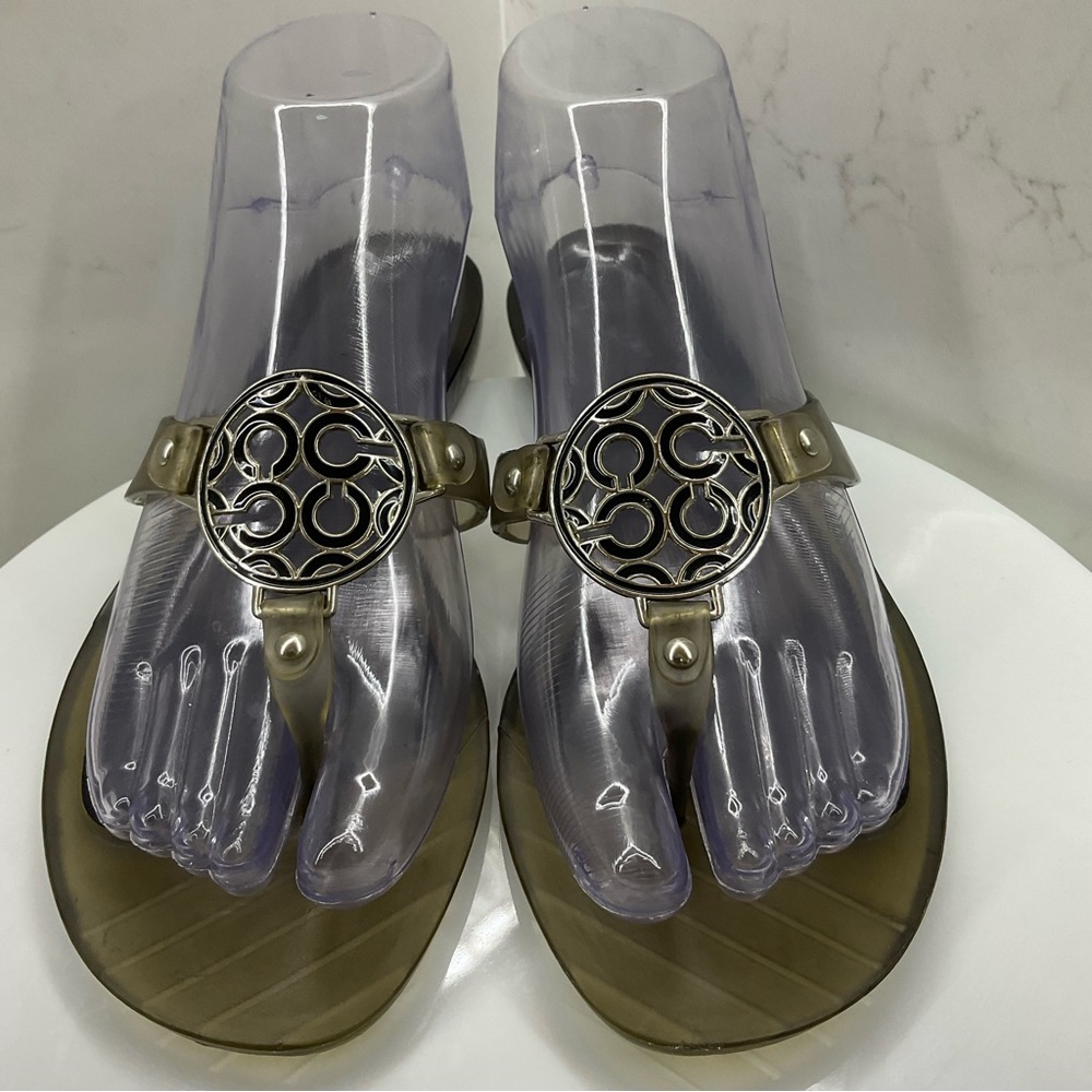 Coach Clear gray Jelly Flip Flops Size 5 - 8 - Picture 2 of 12